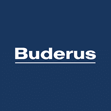 Buderus Logo auf blauem Hintergrund